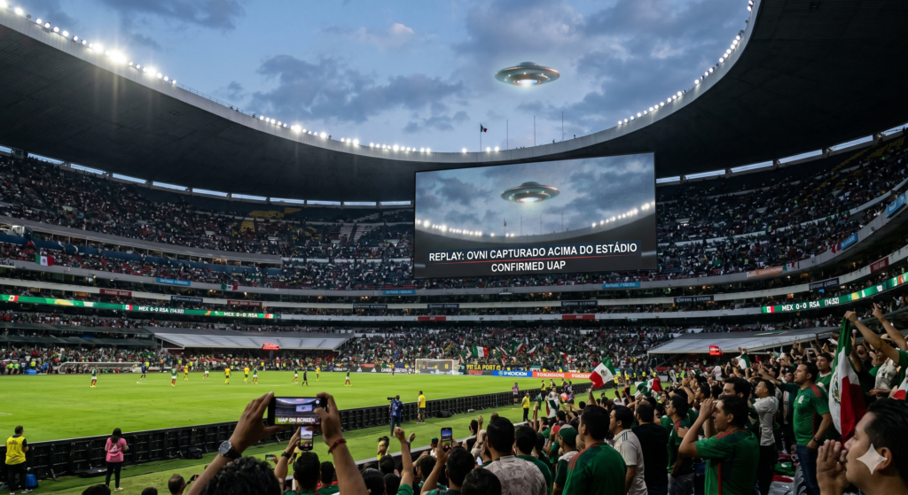 Não É Coincidência?! O Que a Estreia de "Dia da Revelação", a Pressão por Desclassificação de Arquivos, a Copa do Mundo, El Niño e a Crise Global Revelam Sobre o Momento Atual 3 ovni estadio azteca