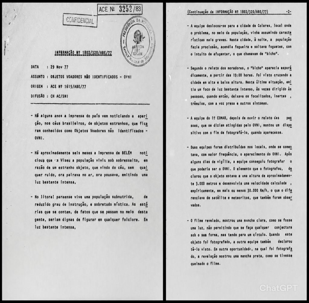 Arquivos Secretos do Brasil: O Que os Documentos Desclassificados Revelam Sobre OVNIs e Fenômenos Anômalos? 5 relatorio confidencial colares
