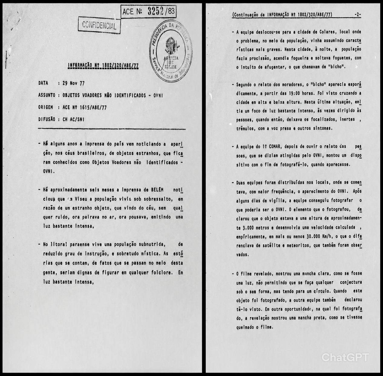 relatorio confidencial colares