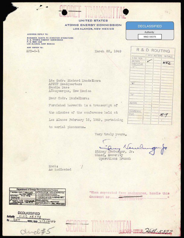 O Impacto do Quarto Lote: Análise Exaustiva da Desclassificação dos Arquivos UAP pelo Governo dos Estados Unidos 3 DOE UAP D004 Los Alamos Conference on Aerial Phenomena 1949